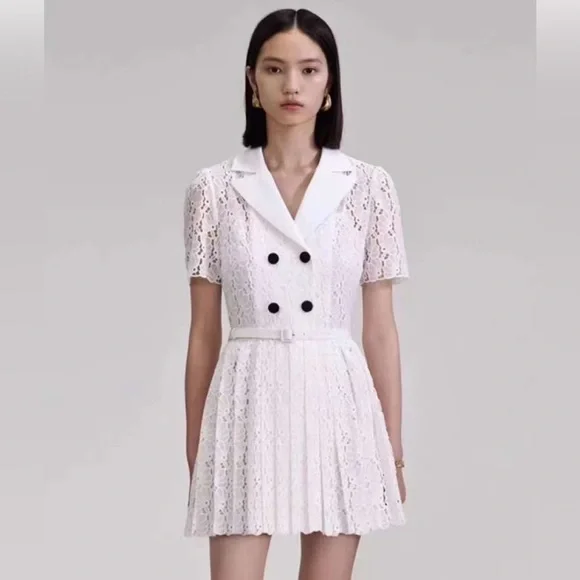 Self-Portrait | Dresses | Self Portrait White Floral Chiffon Mini Dress |  Poshmark